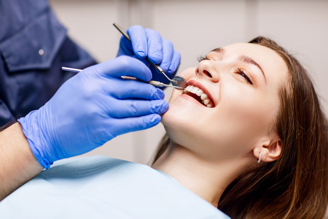 Woman dental cleaning